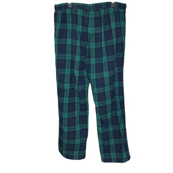 Vintage 00s Y2K American Eagle Men's L Blue Green Flannel Plaid Dorm PJ Pants - Picture 2 of 4